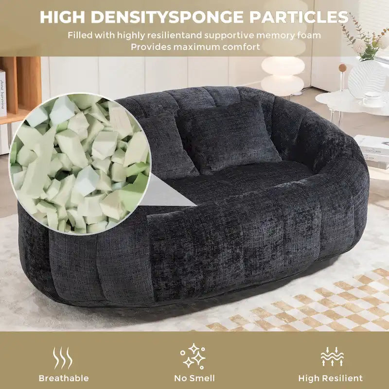 GDFStudio - Laurel Chenille 2-Seater Lazy Sofa with High-Density Foam and Oversized Comfort
