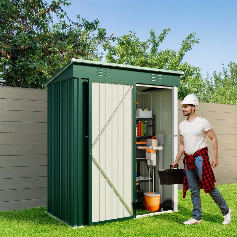 Outdoor Storage Metal Shed Garden Tool Shed with Lockable Door for Patio Furniture and Tools