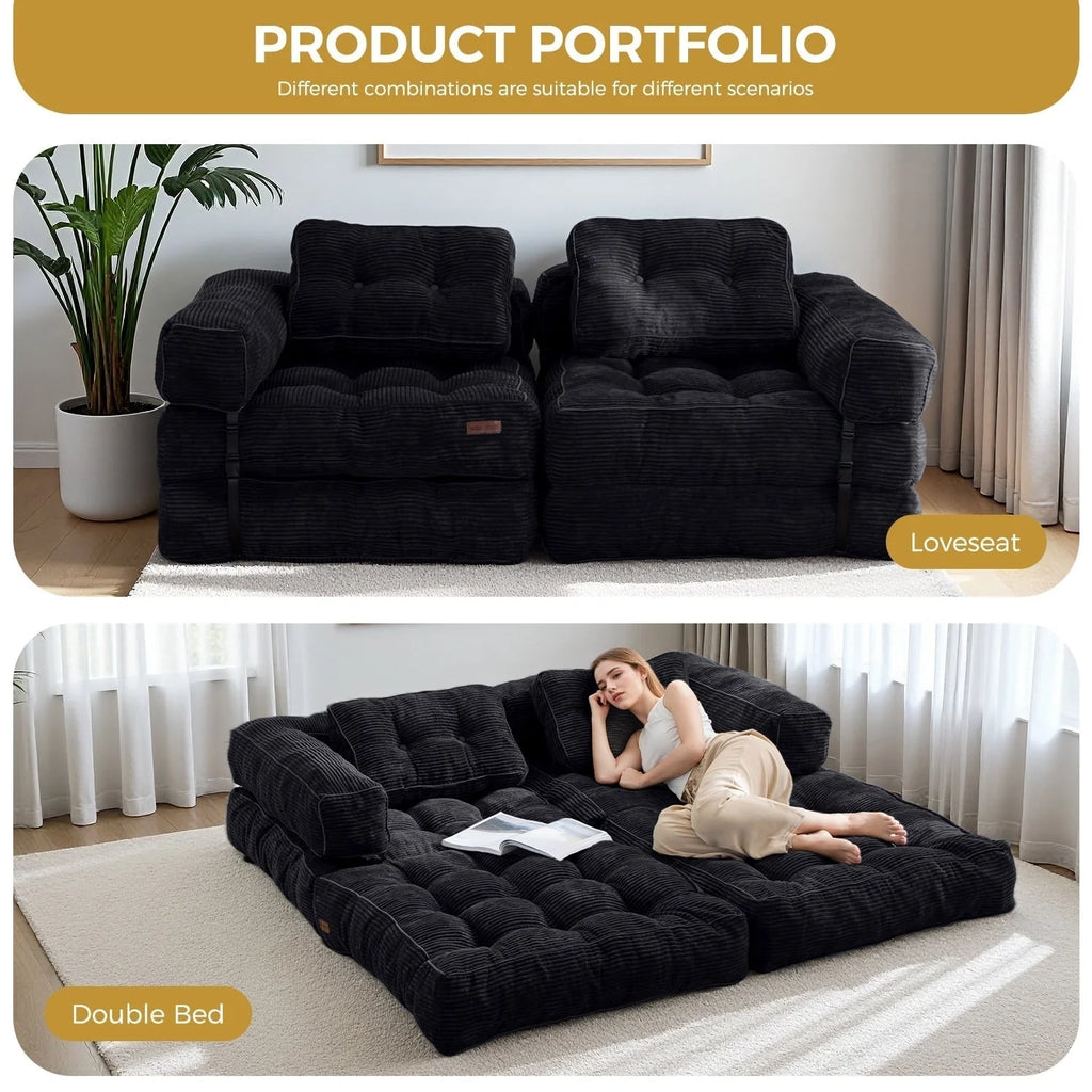 Foldable Sofa Bed,L-Shaped Floor Sofa Couch