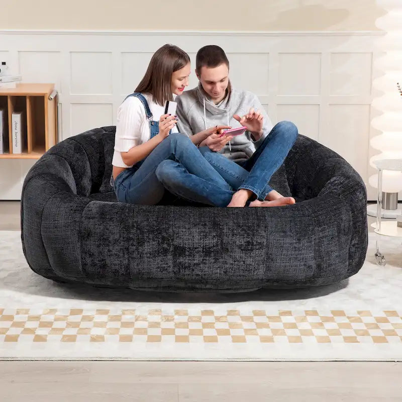GDFStudio - Laurel Chenille 2-Seater Lazy Sofa with High-Density Foam and Oversized Comfort