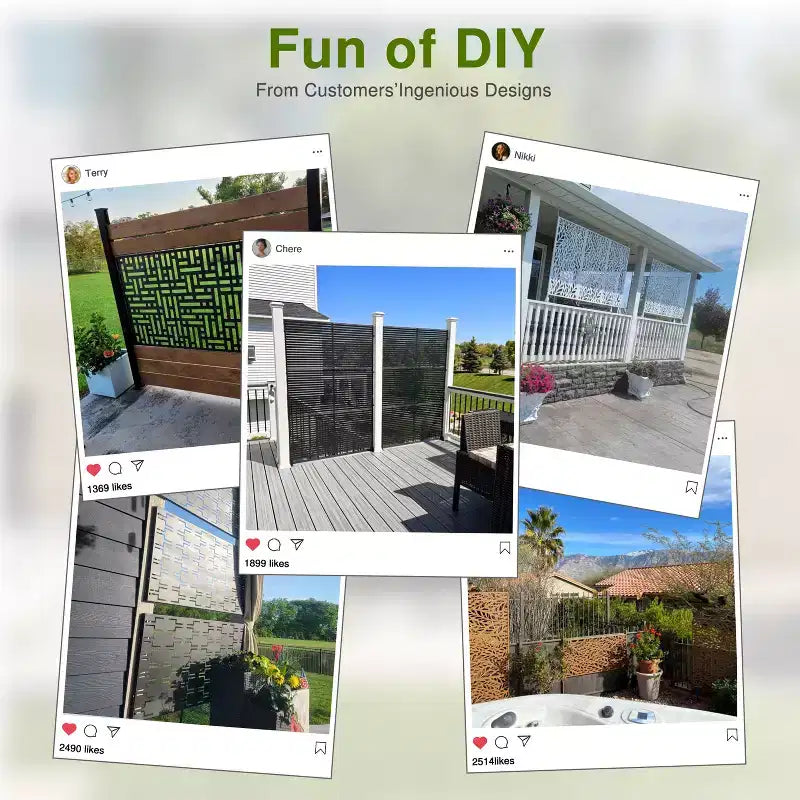 3-Panel Room Divider Screen with Geometric Pattern ¨C Black Galvanized Steel
