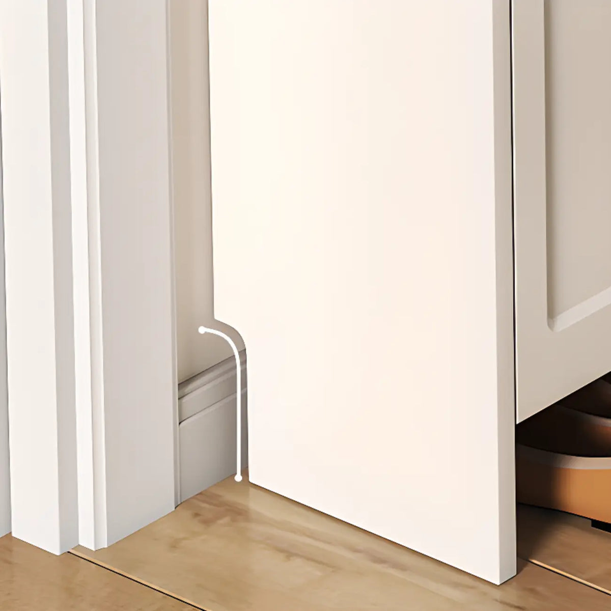 Slim Drop Front 3-Tier White Wood Shoe Storage Cabinet