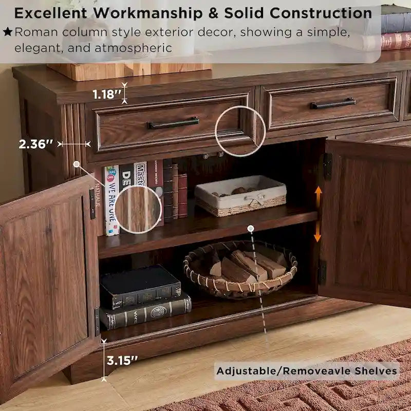 Farmhouse Buffet Sideboard Cabinet,Coffee Bar Wine Bar for Dining Room - N/A