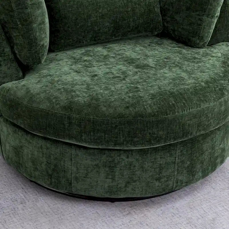42.3W Upholstered Swivel Accent Chair with 4 Pillows and Half-Moon Storage Ottoman