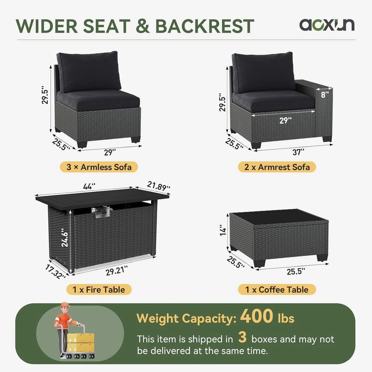 Outdoor Patio Furniture Sets with 4in Thicken Cushion