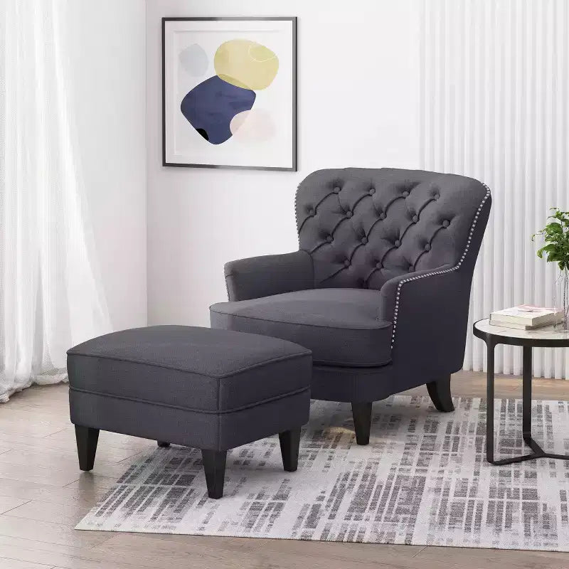 Correia Contemporary Chair and Ottoman Set - Christopher Knight Home