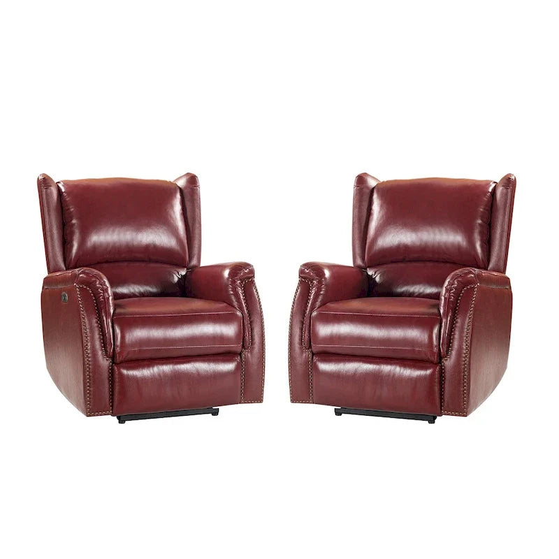 Eduardo Genuine Leather Power Recliner with USB Port Set of 2