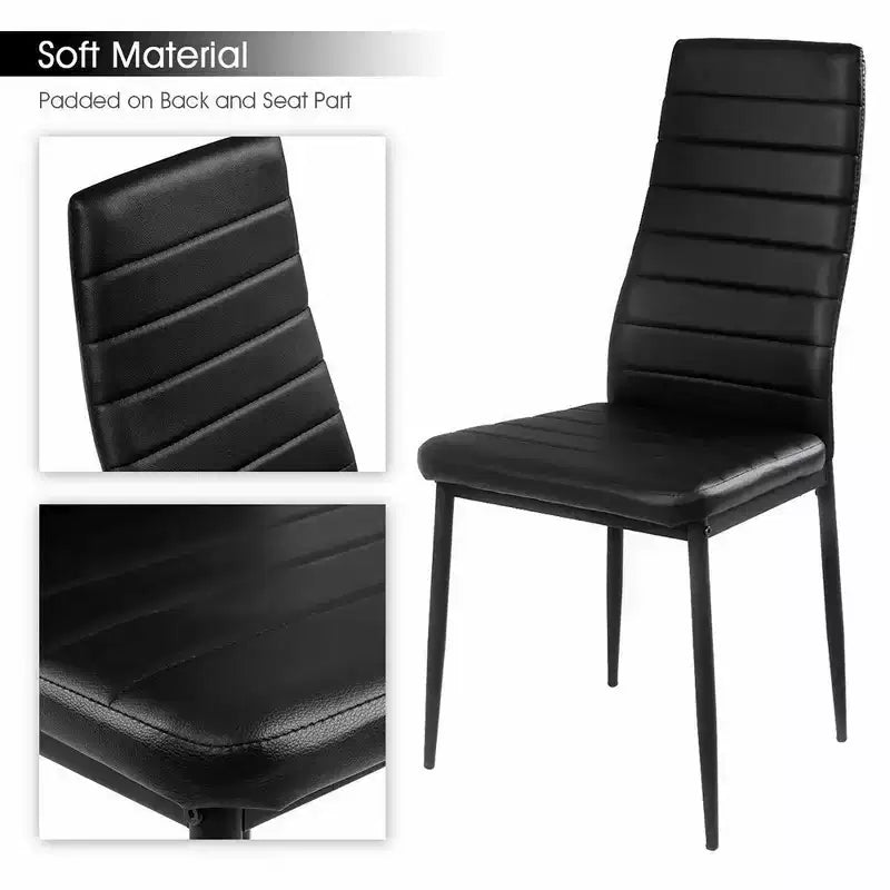Costway 5 Piece Kitchen Dining Set Glass Metal Table 30 and 4 Chairs Breakfast Furniture Black