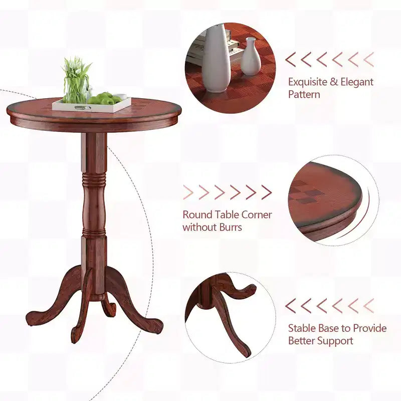 Costway 3pcs Pub Table Set 30'' Round Bar Height Table & 2pcs Swivel Bar Stools
