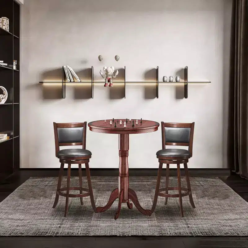 Costway 3pcs Pub Table Set 30'' Round Bar Height Table & 2pcs Swivel Bar Stools