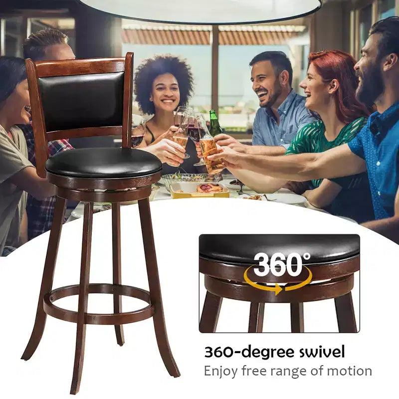 Costway 3pcs Pub Table Set 30'' Round Bar Height Table & 2pcs Swivel Bar Stools
