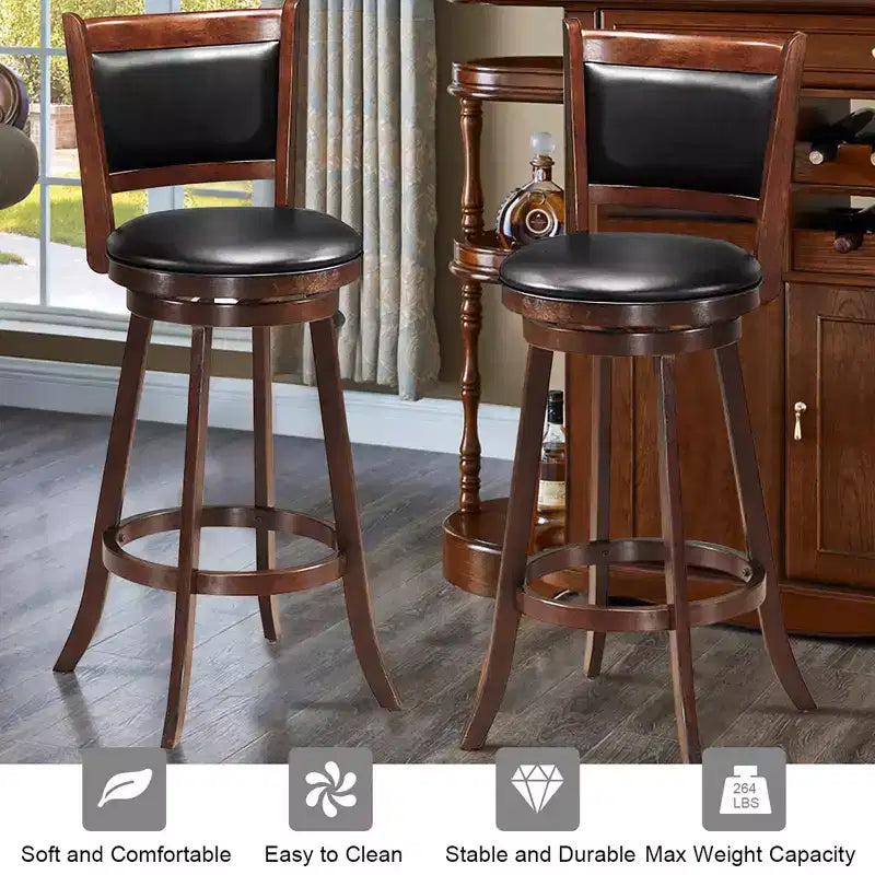 Costway 3pcs Pub Table Set 30'' Round Bar Height Table & 2pcs Swivel Bar Stools