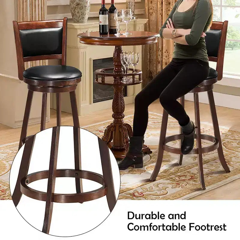 Costway 3pcs Pub Table Set 30'' Round Bar Height Table & 2pcs Swivel Bar Stools