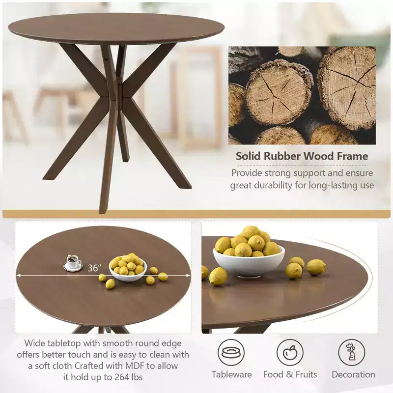 Costway 3 PCS Dining Table Set Modern Round Kitchen Table and Chairs Set for Dining Room