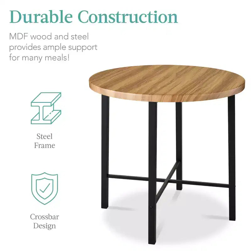 Best Choice Products 5-Piece Modern Round Counter Height Dining Set w/ 4 Chairs, 1.5in Thick Table