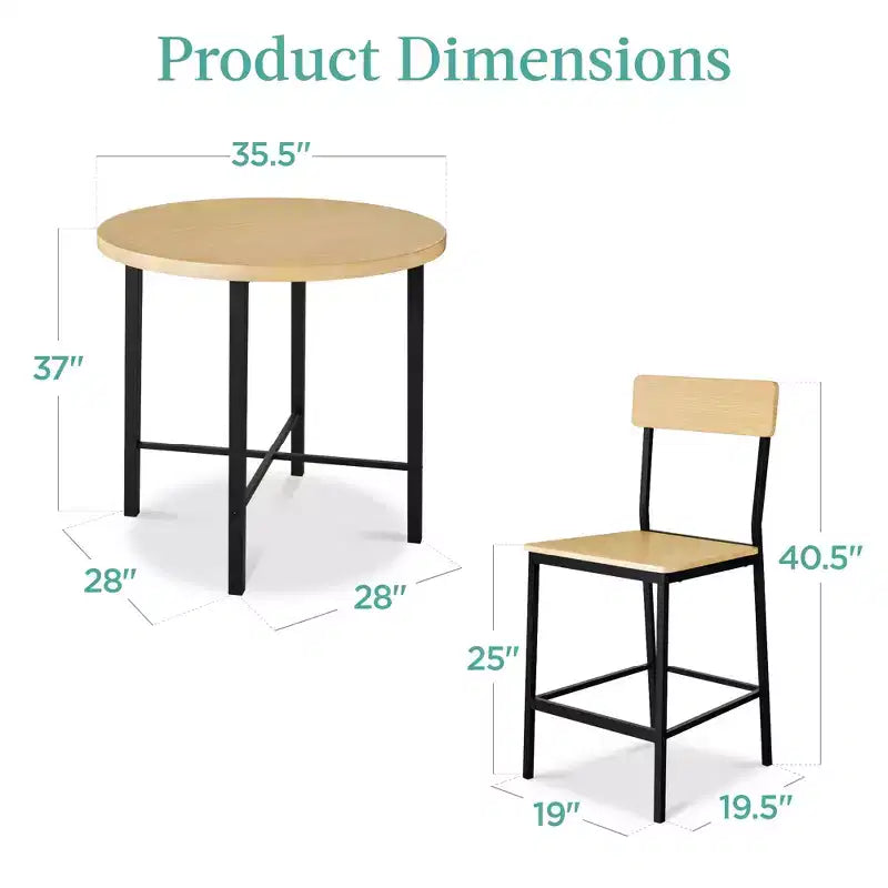 Best Choice Products 5-Piece Modern Round Counter Height Dining Set w/ 4 Chairs, 1.5in Thick Table