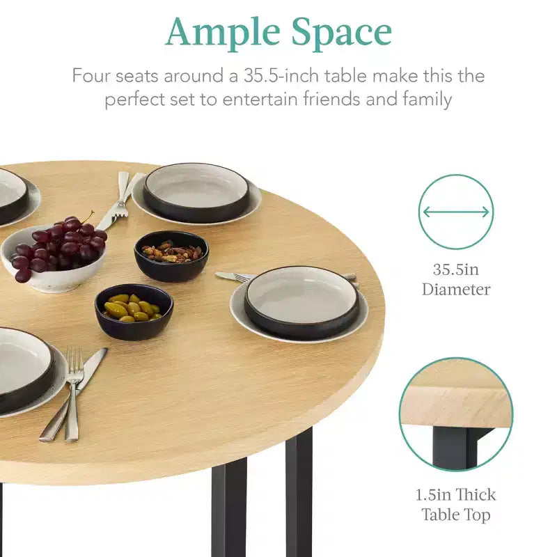 Best Choice Products 5-Piece Modern Round Counter Height Dining Set w/ 4 Chairs, 1.5in Thick Table