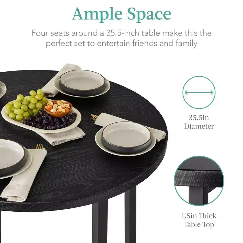 Best Choice Products 5-Piece Modern Round Counter Height Dining Set w/ 4 Chairs, 1.5in Thick Table