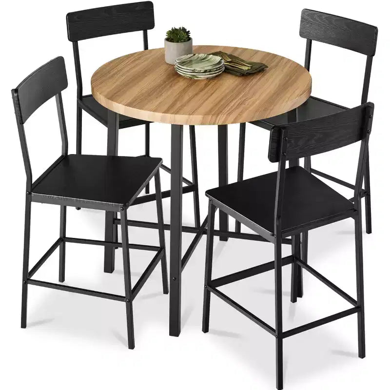 Best Choice Products 5-Piece Modern Round Counter Height Dining Set w/ 4 Chairs, 1.5in Thick Table