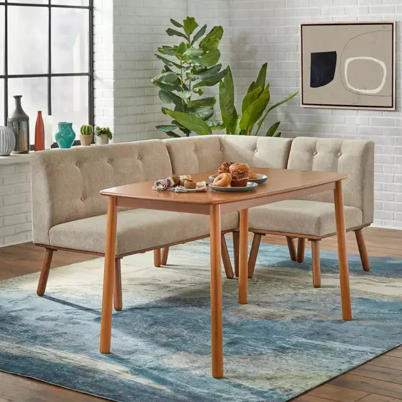 Buylateral 4pc Seats 4 Neha Mid Century Modern Upholstered Dining Set