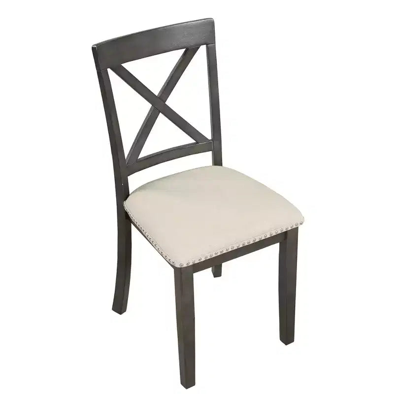 5-Piece Dining Set with Solid Wood Table and 4 Chairs, Gray - ModernLuxe