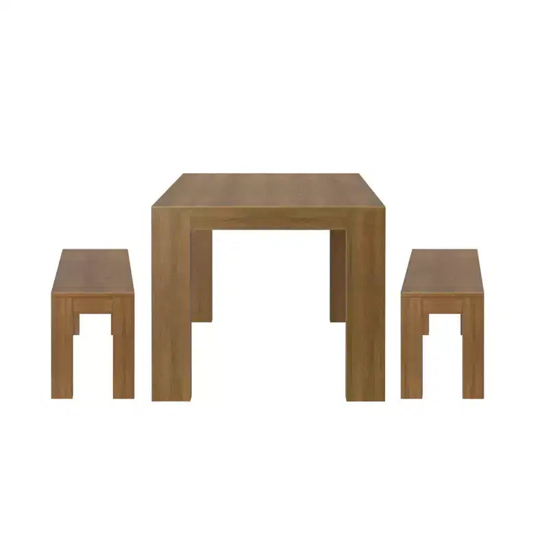 Plank+Beam Solid Wood Modern Dining Table Set with 2 Benches for 6