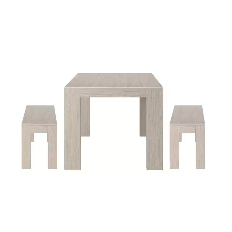 Plank+Beam Solid Wood Modern Dining Table Set with 2 Benches for 6