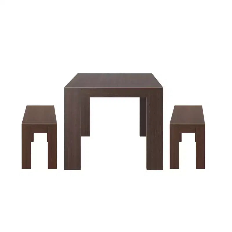 Plank+Beam Solid Wood Modern Dining Table Set with 2 Benches for 6