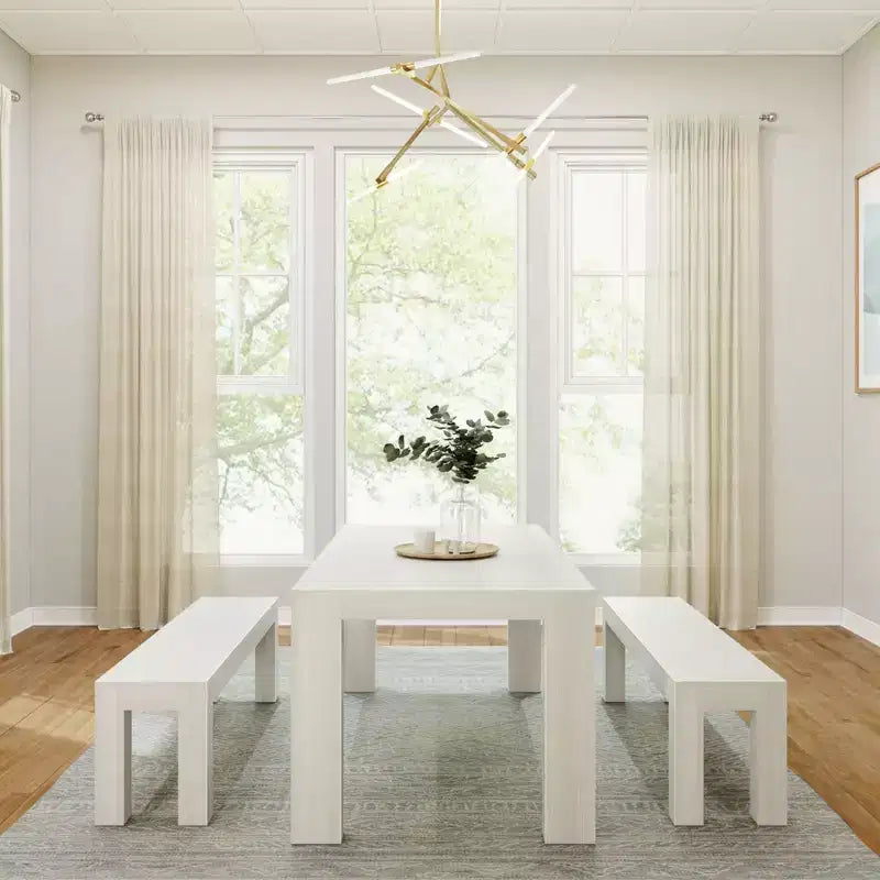 Plank+Beam Solid Wood Modern Dining Table Set with 2 Benches for 6