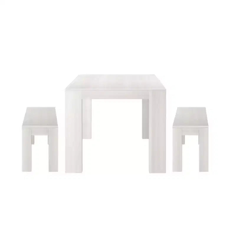 Plank+Beam Solid Wood Modern Dining Table Set with 2 Benches for 6
