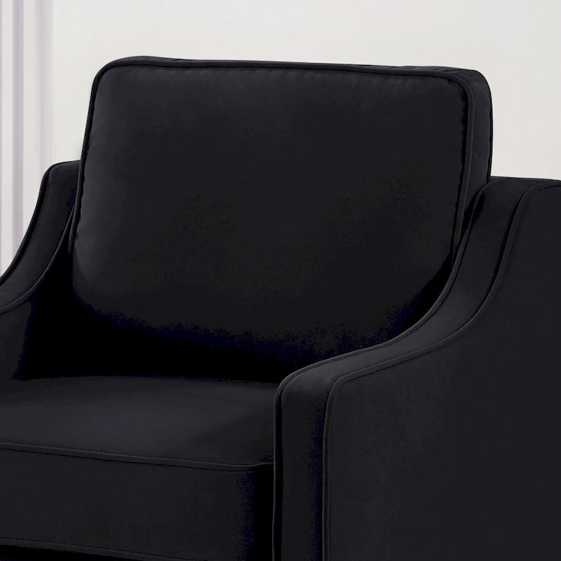 Fauteuil d'appoint moderne en velours avec pieds en bois massif