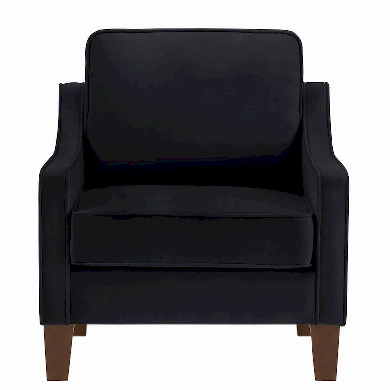 Fauteuil d'appoint moderne en velours avec pieds en bois massif
