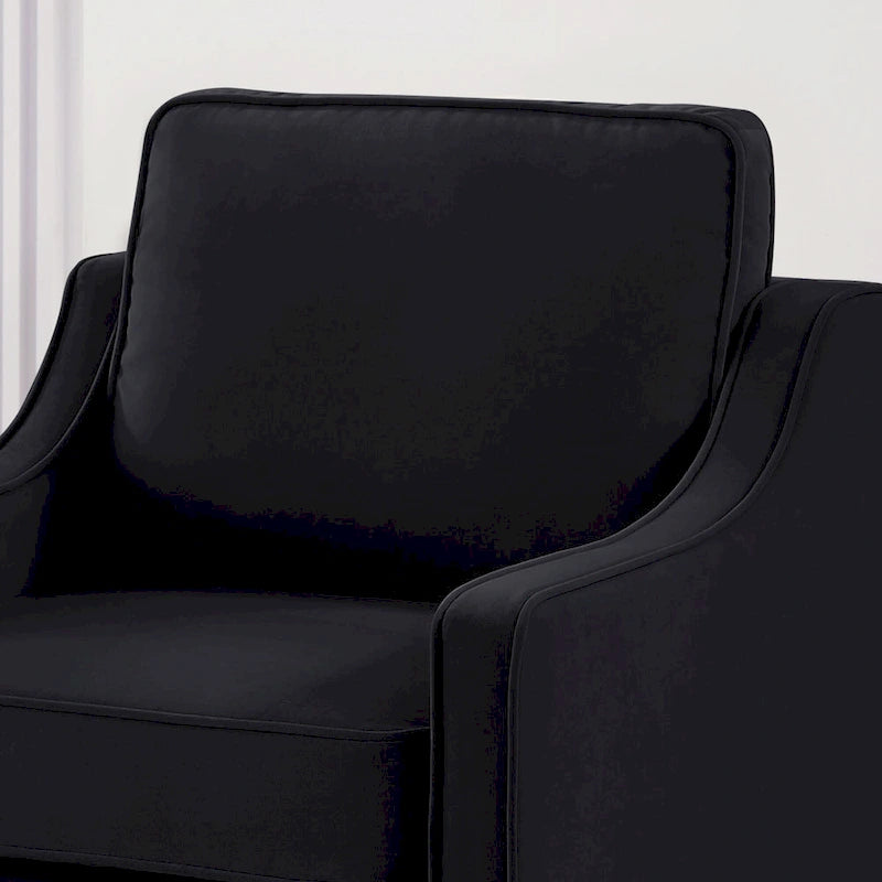 Fauteuil d'appoint moderne en velours avec pieds en bois massif