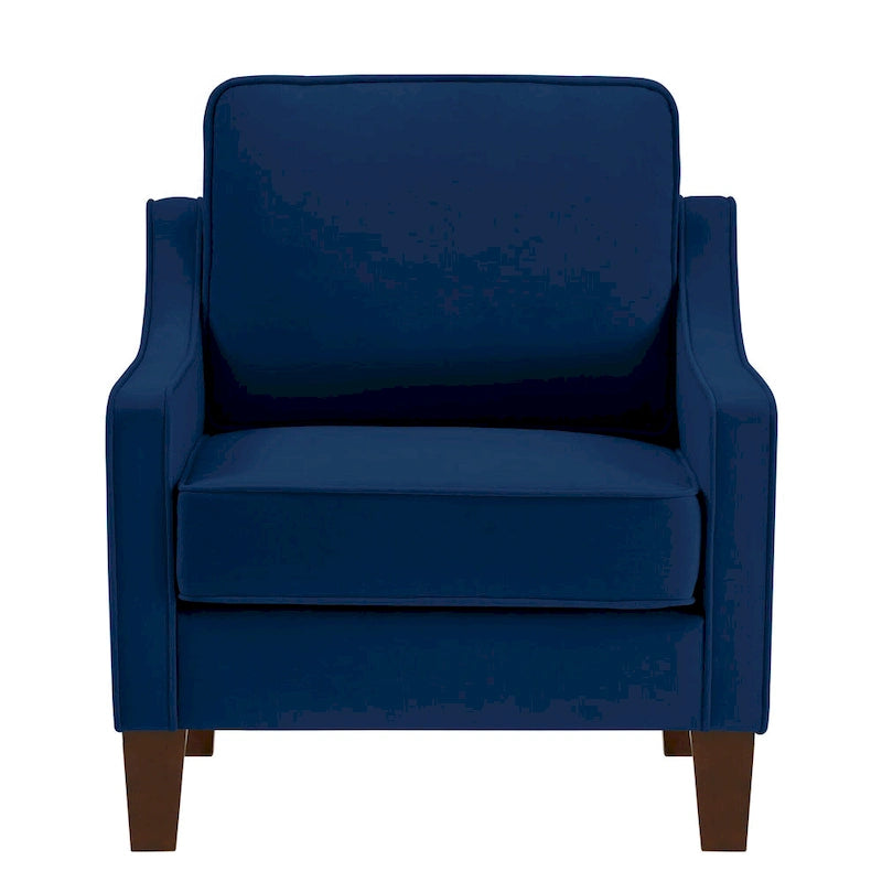 Fauteuil d'appoint moderne en velours avec pieds en bois massif