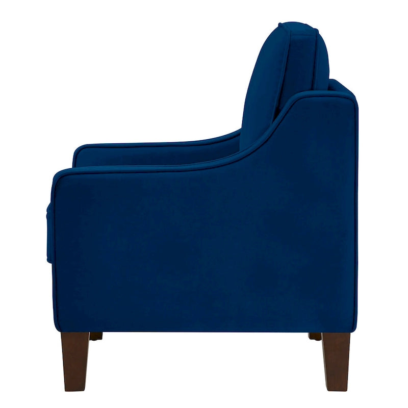 Fauteuil d'appoint moderne en velours avec pieds en bois massif