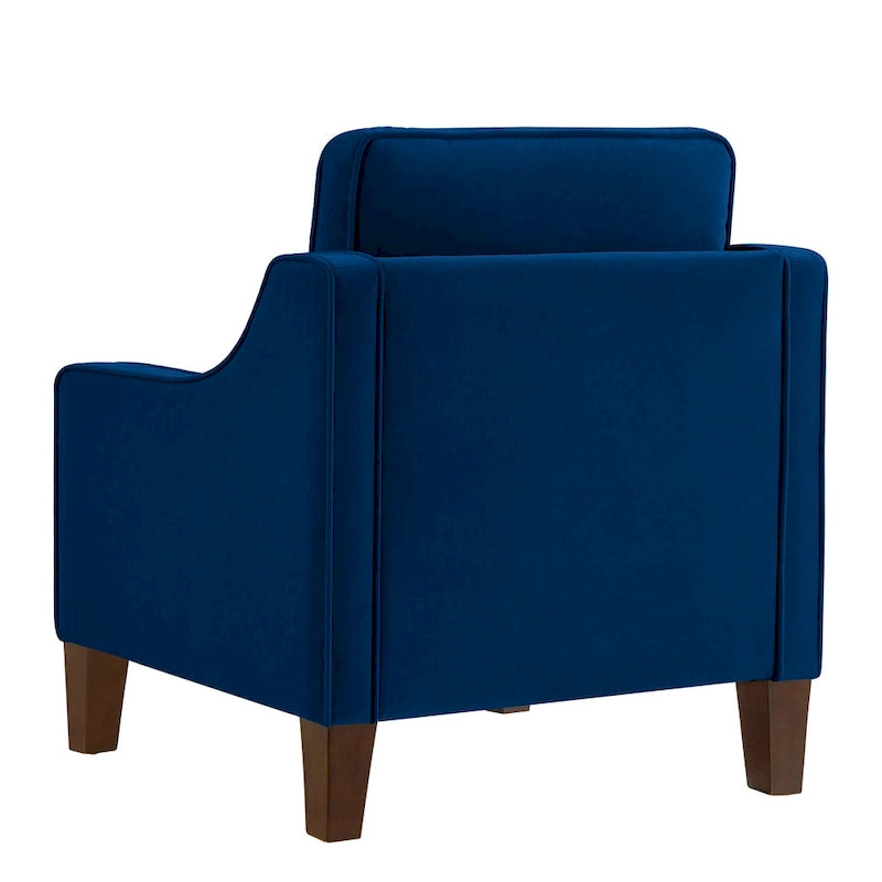 Fauteuil d'appoint moderne en velours avec pieds en bois massif