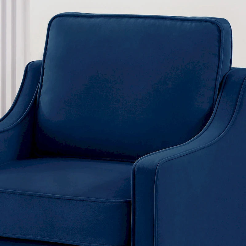 Fauteuil d'appoint moderne en velours avec pieds en bois massif