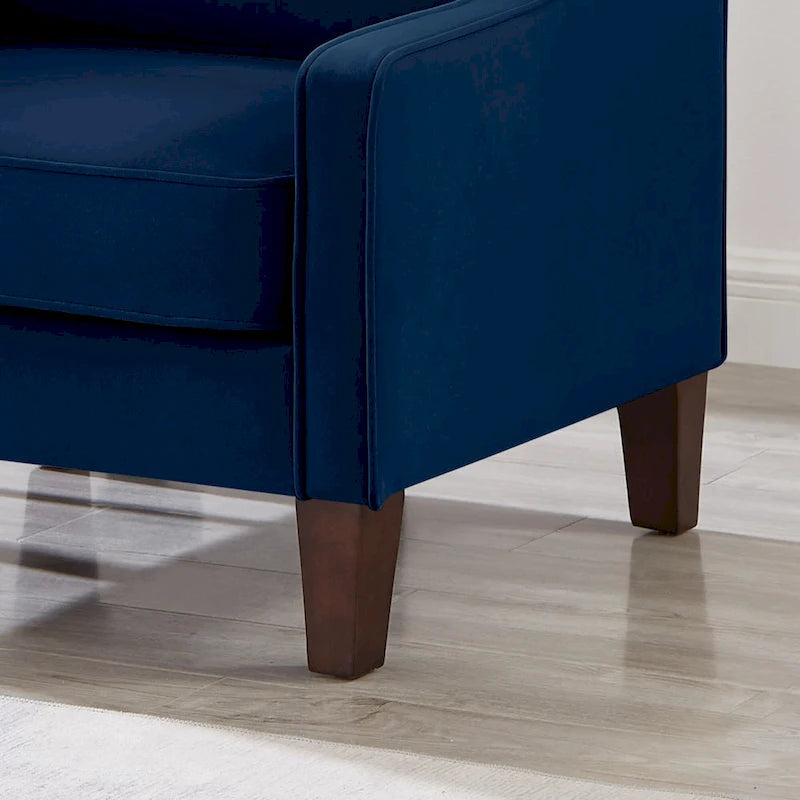 Fauteuil d'appoint moderne en velours avec pieds en bois massif
