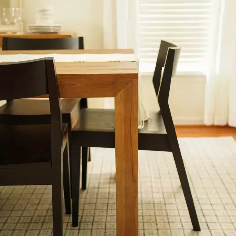 Plank+Beam 72 Modern Solid Wood Dining Table Set, Black Wirebrush, + 6 Chairs