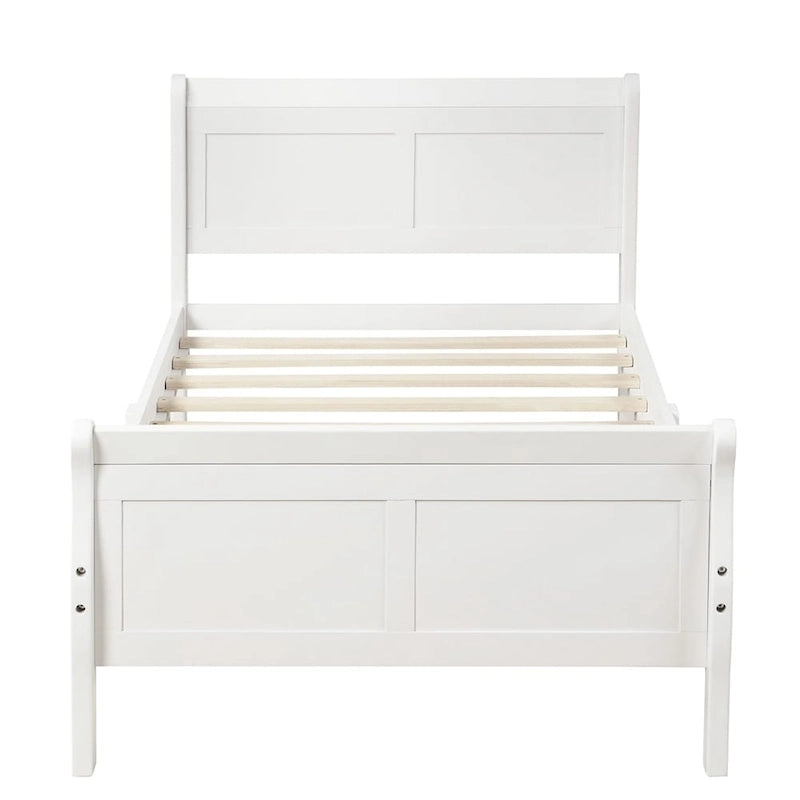 Cadre de lit double en bois avec tête de lit/pied de lit/support de lattes en bois