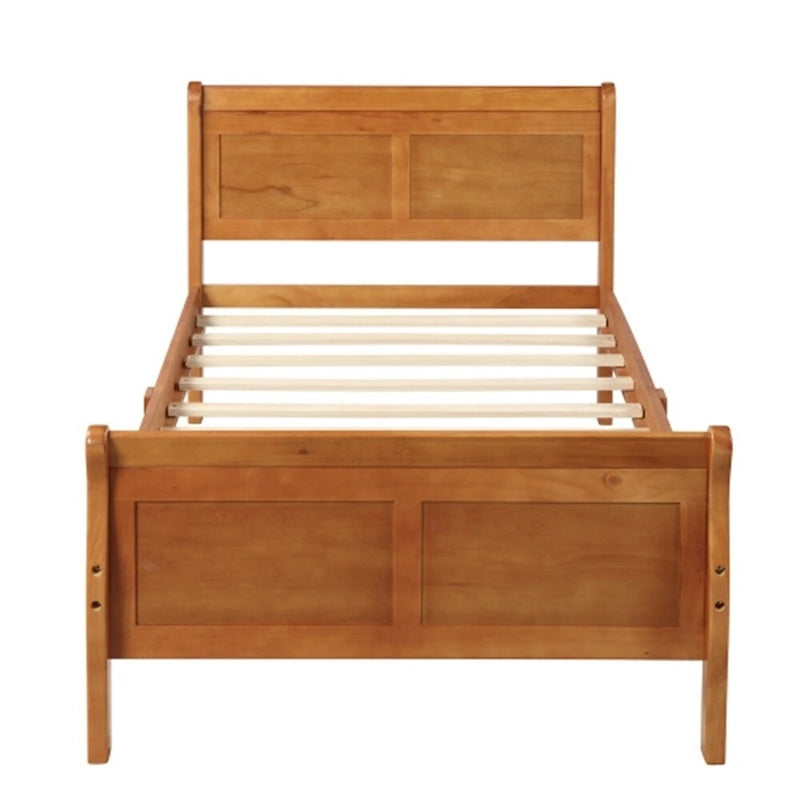 Cadre de lit double en bois avec tête de lit/pied de lit/support de lattes en bois