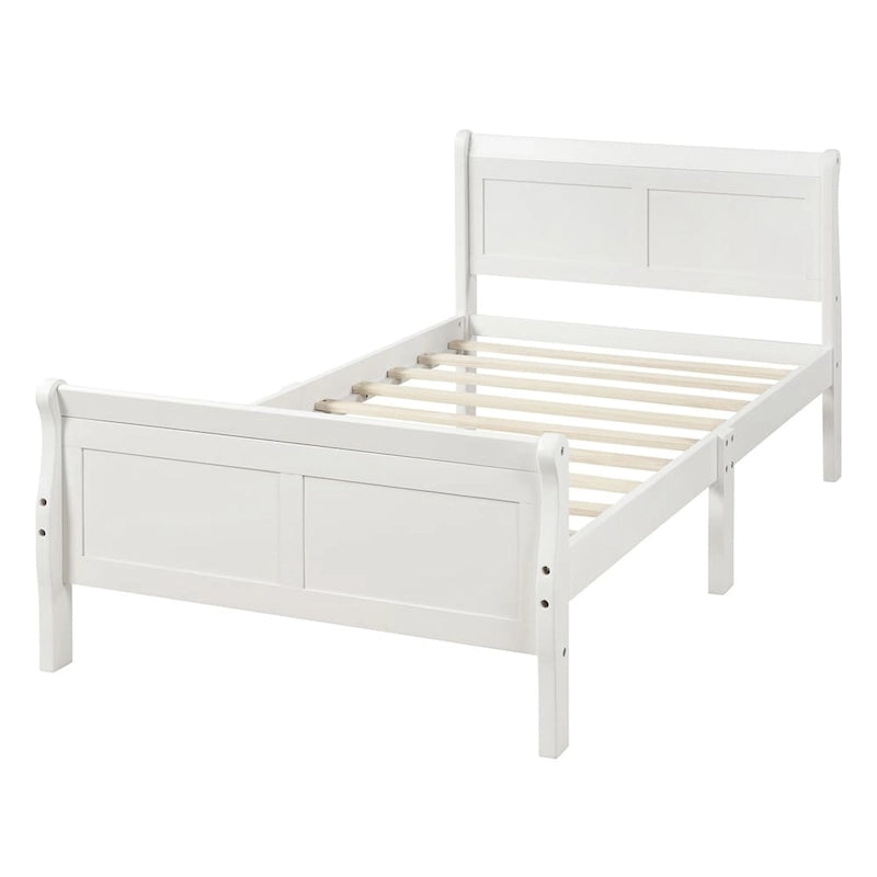 Cadre de lit double en bois avec tête de lit/pied de lit/support de lattes en bois