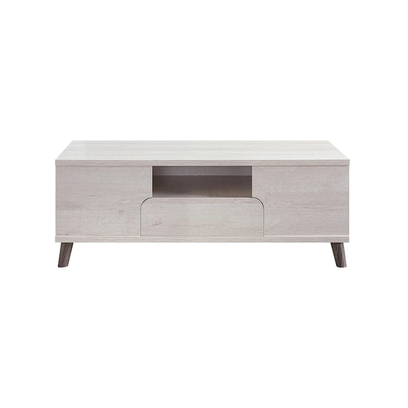 Table basse 47" Mid-Century Modern avec étagères et tiroir