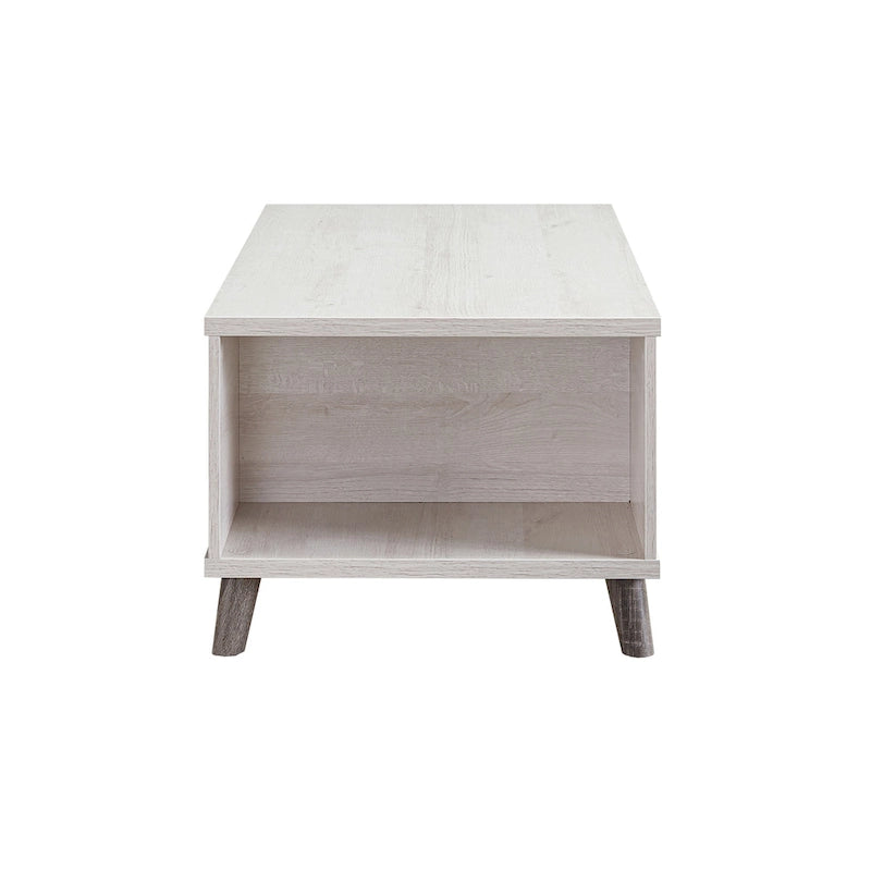 Table basse 47" Mid-Century Modern avec étagères et tiroir