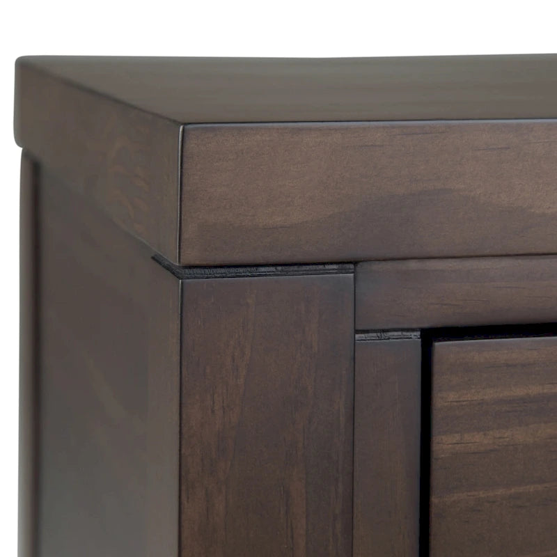 Console en bois massif de 152 cm avec 3 tiroirs, style contemporain, coloris noyer chaud