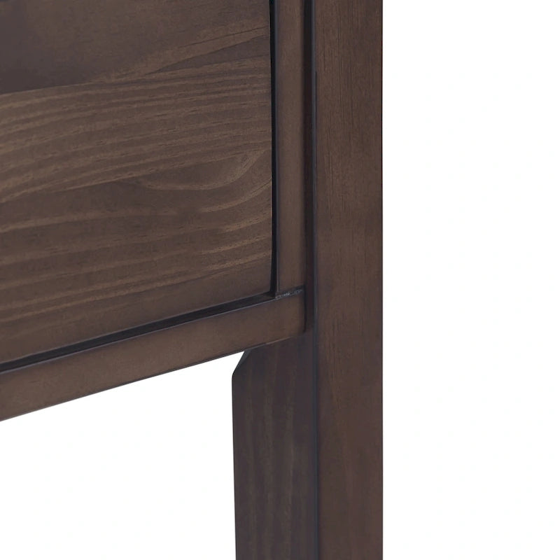 Console en bois massif de 152 cm avec 3 tiroirs, style contemporain, coloris noyer chaud