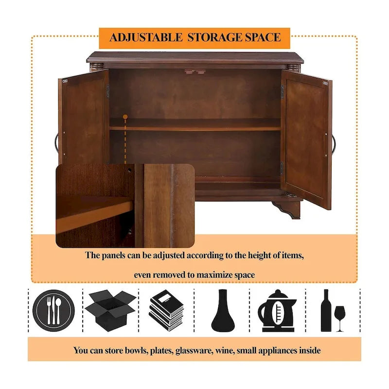 Console-buffet de 40 pouces à 2 portes avec étagère réglable