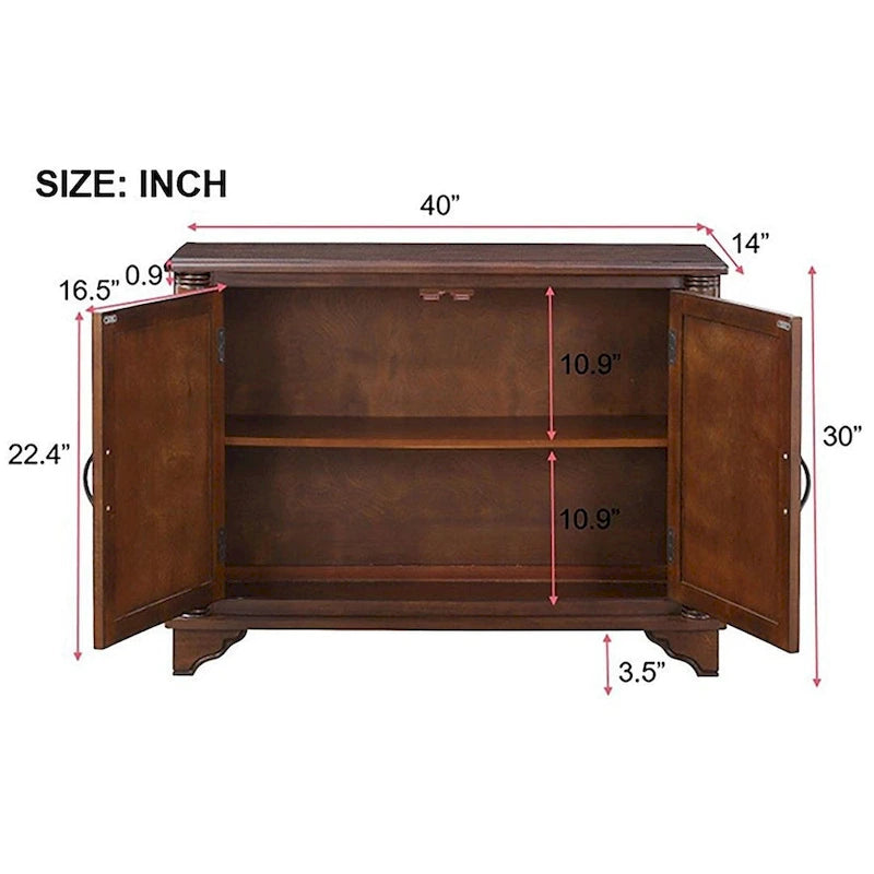 Console-buffet de 40 pouces à 2 portes avec étagère réglable