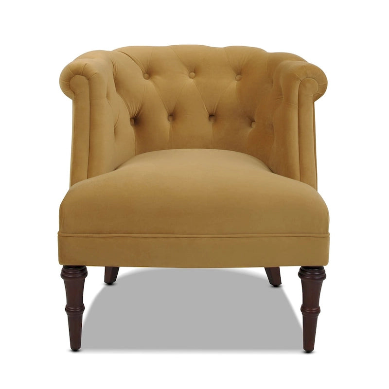 Fauteuil d'appoint Mid-Century Modern avec capitonnage et accoudoirs roulés