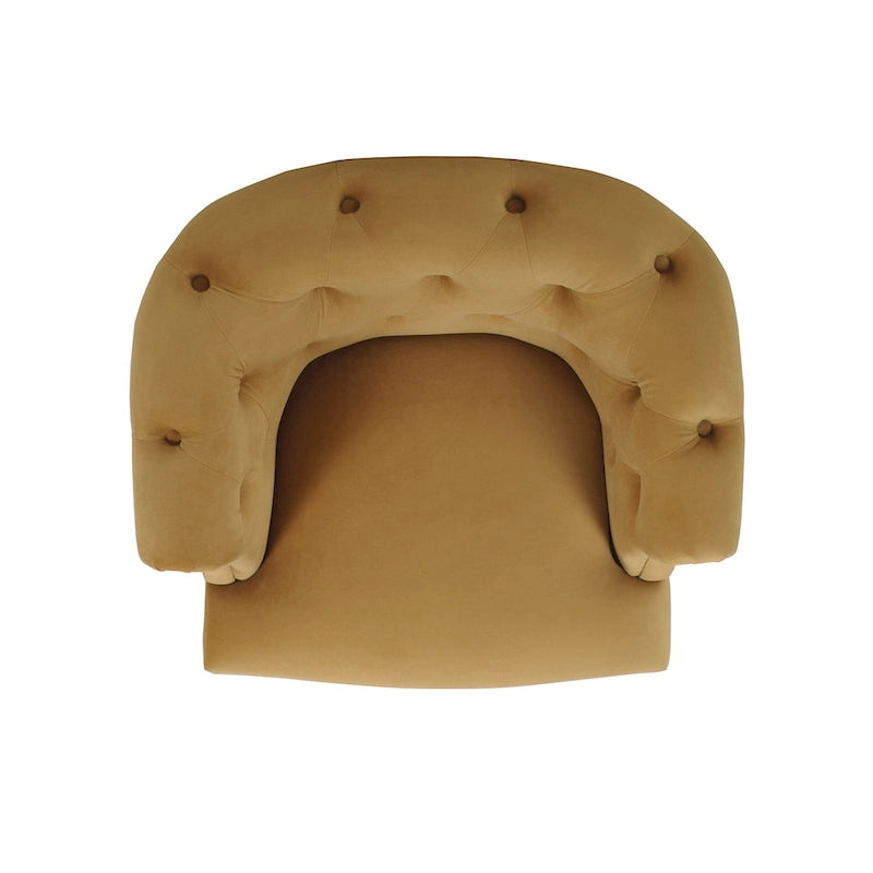 Fauteuil d'appoint Mid-Century Modern avec capitonnage et accoudoirs roulés